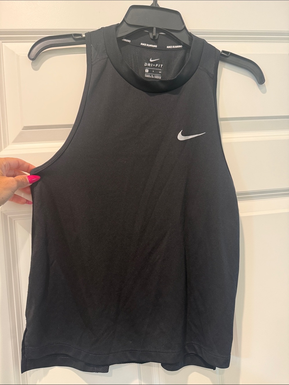 Nike Black Dri-FIT High Neck Tank with White Swoosh